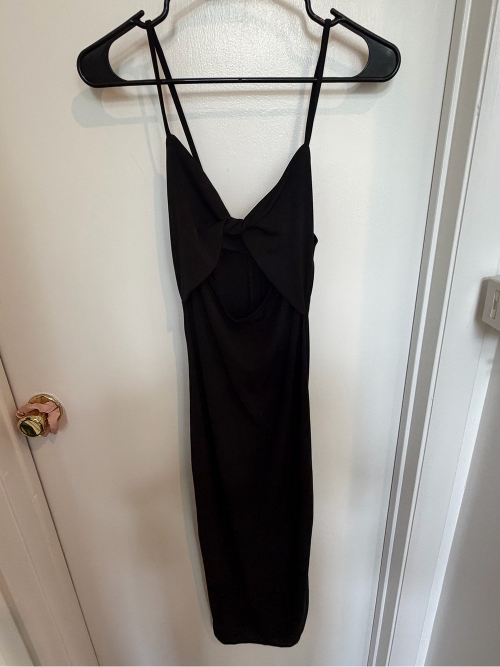 Zara Black Twist-Front Spaghetti-Strap Midi Dress